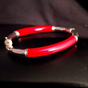Sterling Silver and red enamel bracelet
